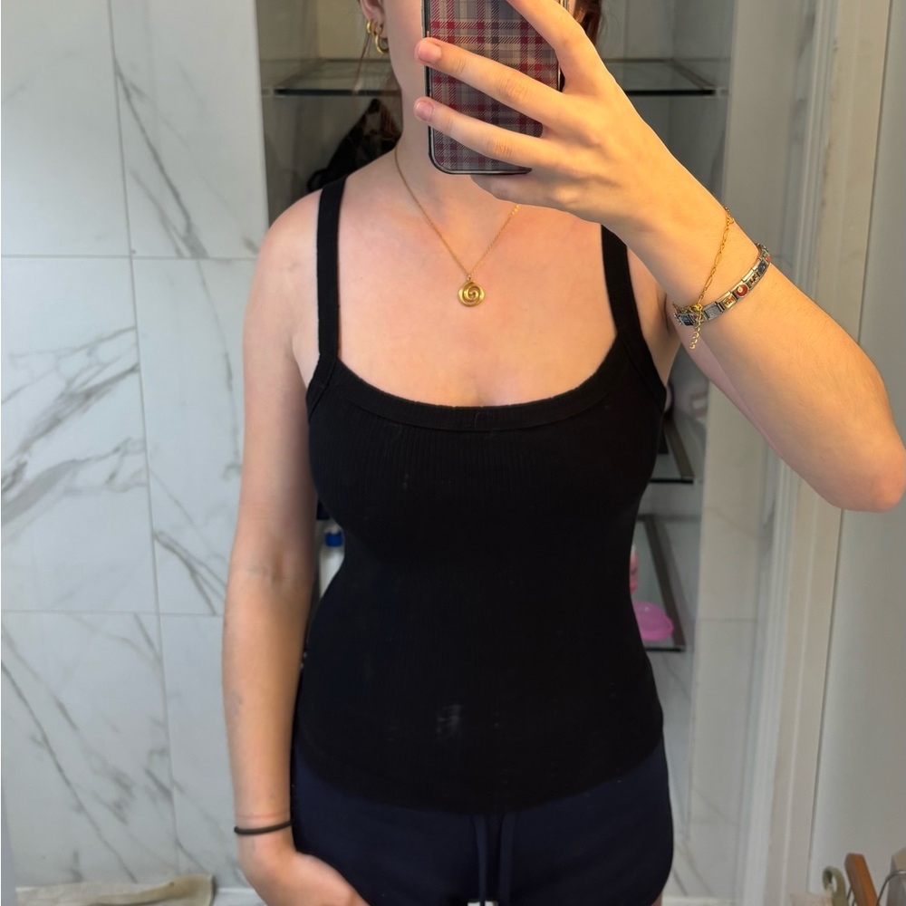 Garage Black Ribbed Tank Top